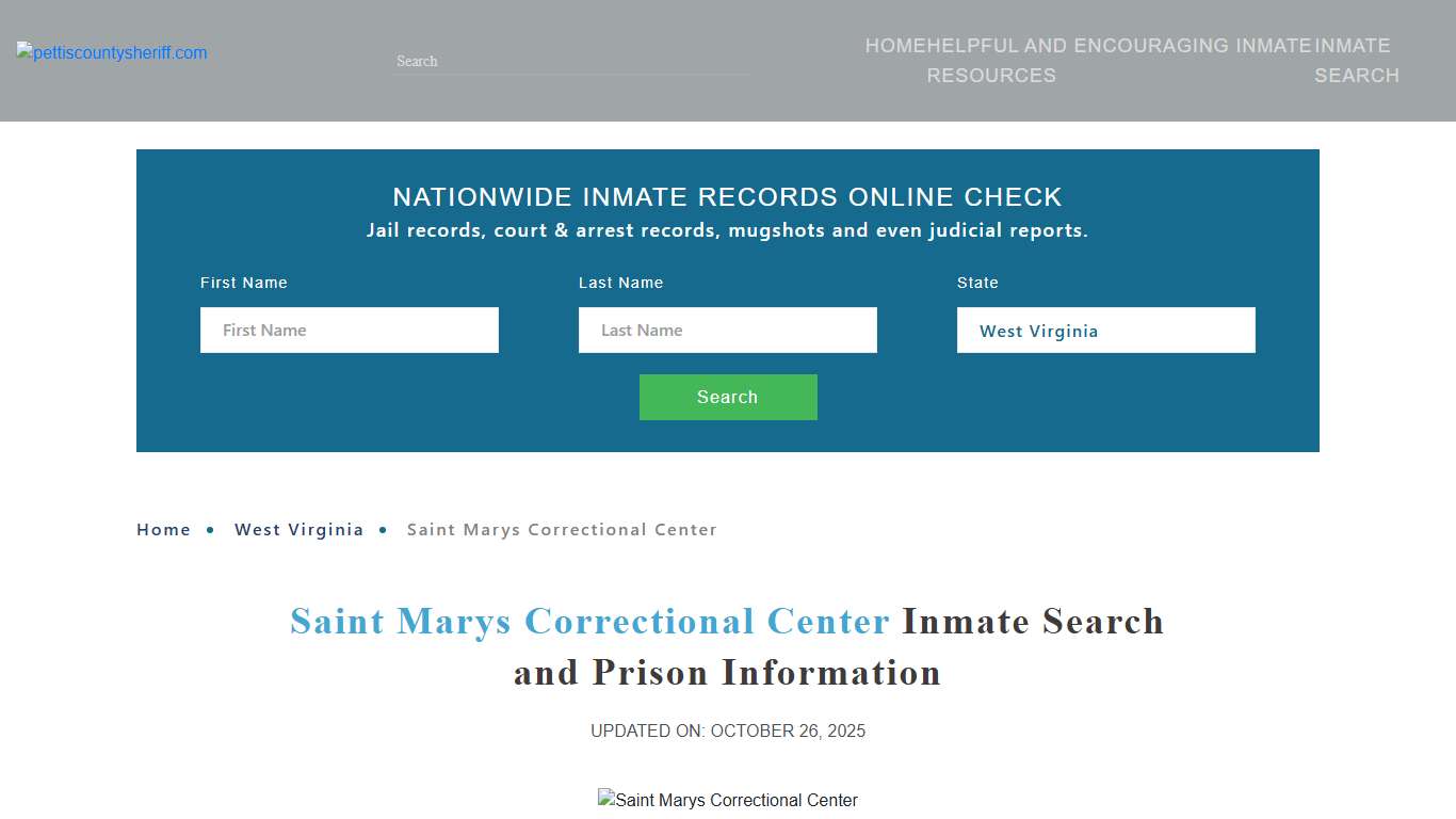 Saint Marys Correctional Center Inmate Search, Visitation, Mailing Information