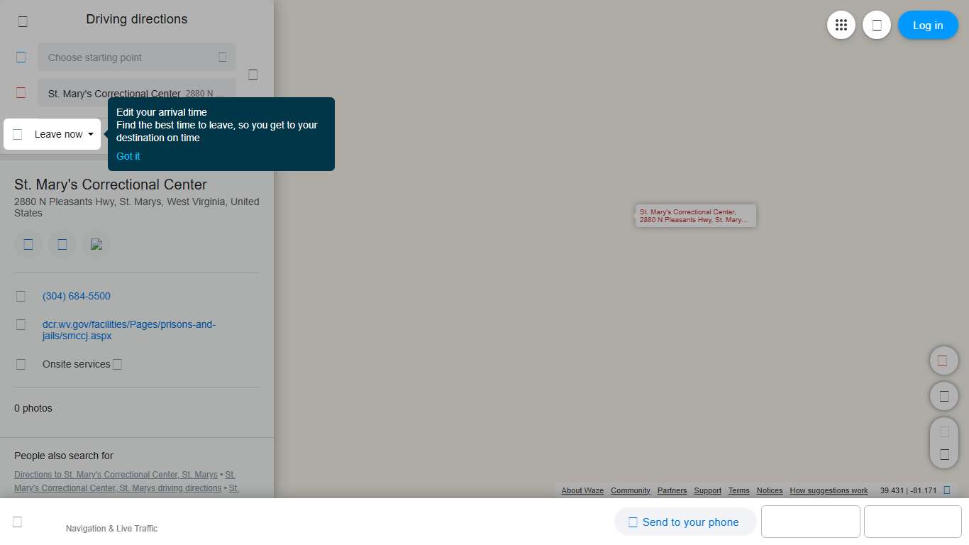 Driving directions to St. Mary's Correctional Center, 2880 N Pleasants Hwy, St. Marys - Waze